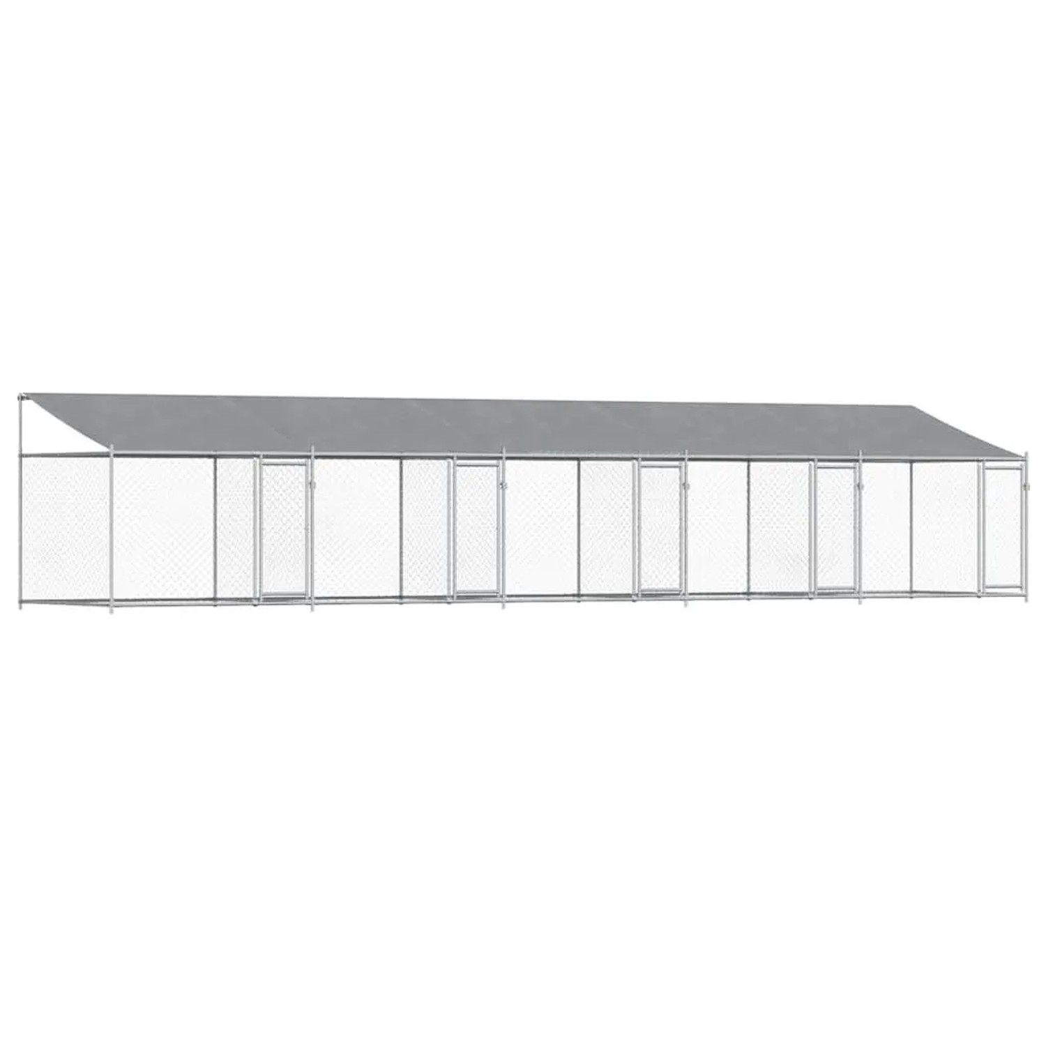 vidaXL Hundezwinger mit Dach und Türen Grau 10x2x2 m Verzinkter Stahl 3209566