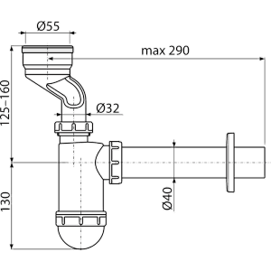 Alcadrain Urinal-Siphon DN40 mit Manschette