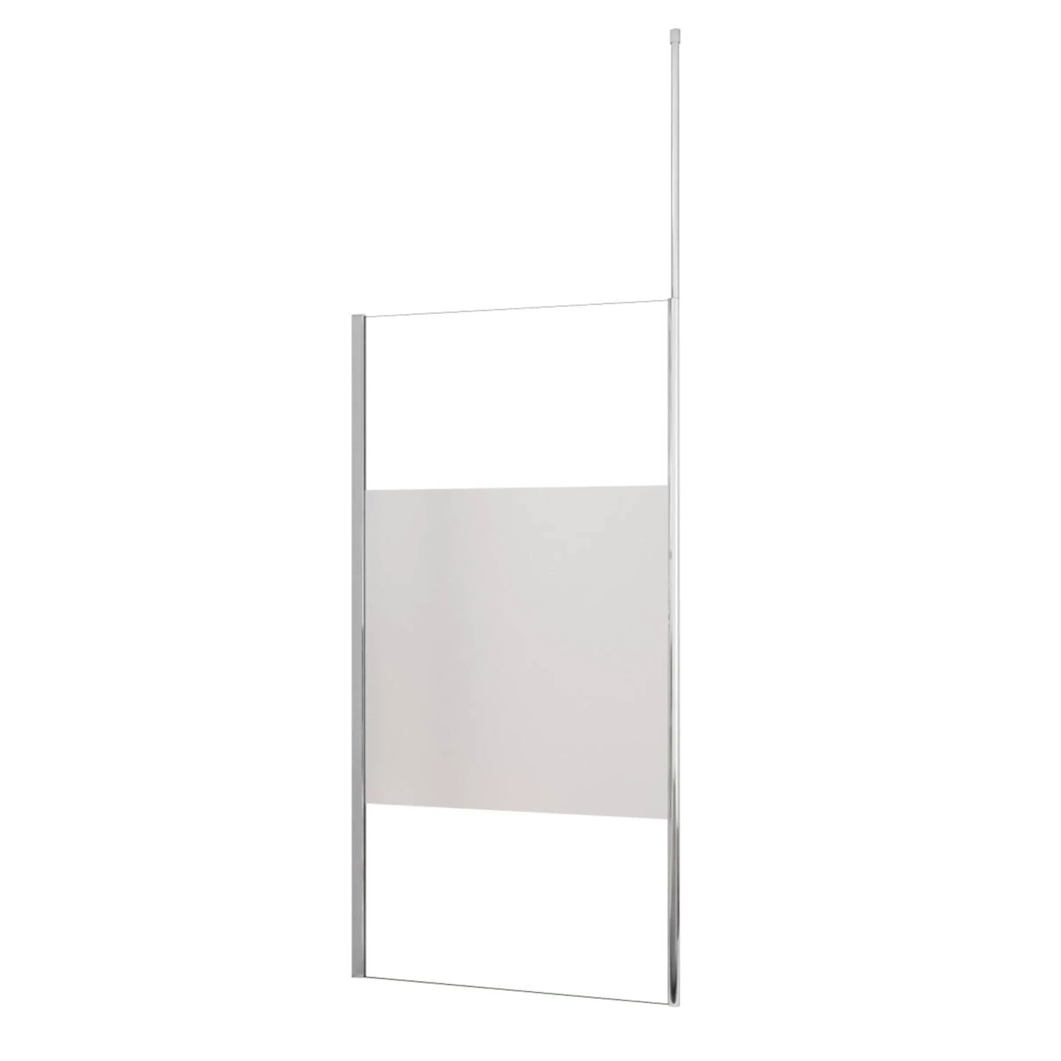 AICA Walk in Duschwand 85x200cm Milchglasstreifen Duschabtrennung 8mm Nano ESG-Glas Mit Deckenstrebe Duschkabinen