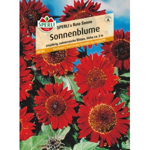 Samenpackung Sperli Sonnenblume 'Rote Sonne': Braunrote Blüten, ideal für Beet und Vase.