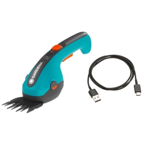 Gardena Akku-Grasschere ClassicCut Li mit USB-C Ladekabel. Präzise Rasenkanten schneiden.