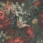 A.S. Création Vliestapete mit Blumenmuster in Rot und Grün.