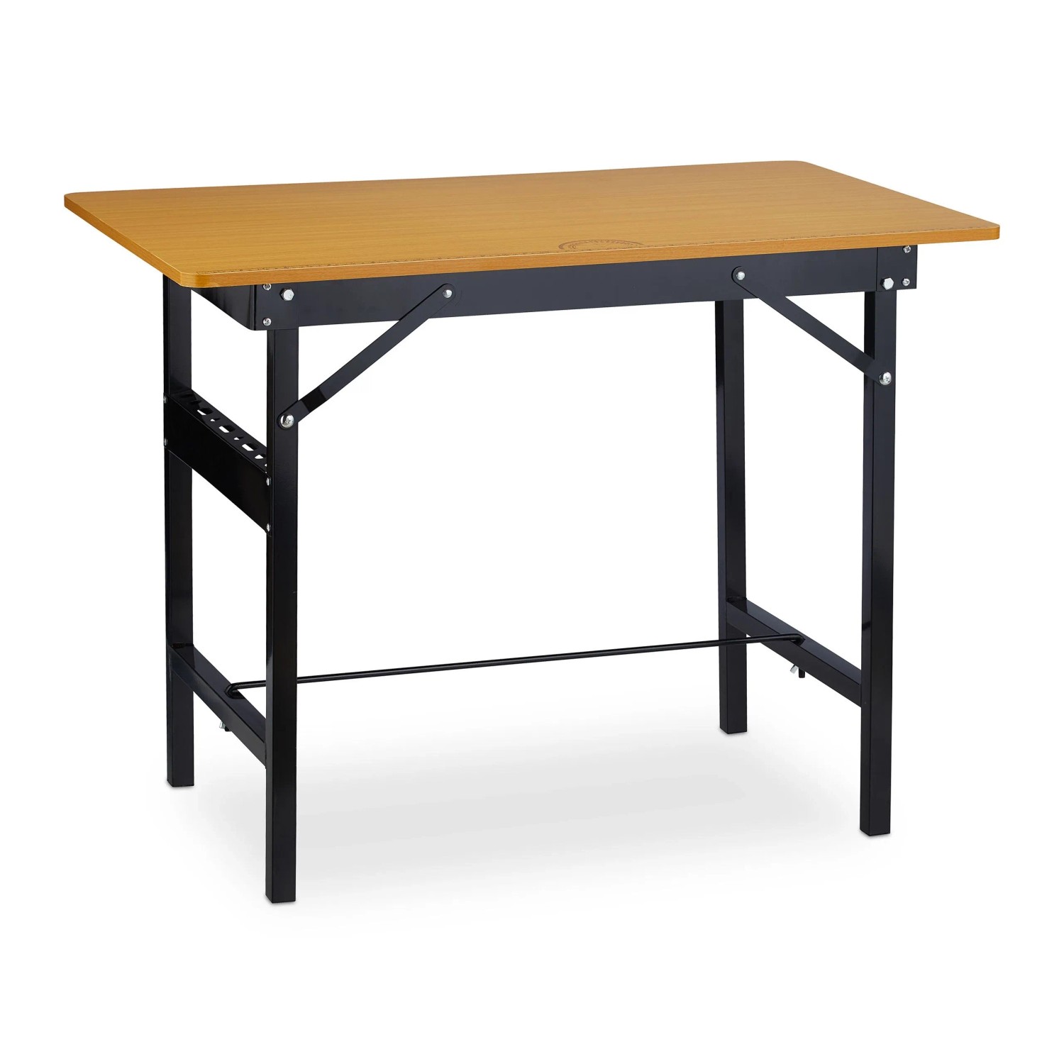 Relaxdays Werkbank Stahl MDF Natur Schwarz Klappbar 76 cm x 100 cm x 60 cm 12,3 kg