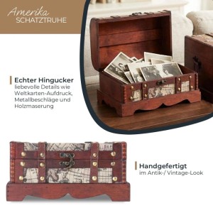 HMF 6408700 Schatztruhe Schatzkiste Holztruhe 2er Set Versch Größen Amerika