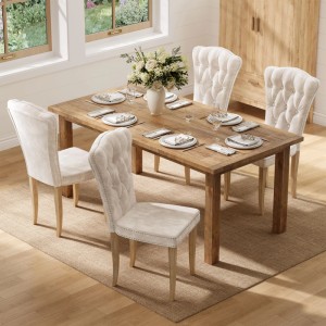 PXloue 2er-Set Esszimmerstühle Samt Beige mit Armlehnen Rückenlehne Holzbeinen Vintage Polsterstühle