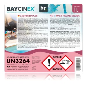 Baycinex Grundreiniger für Pools, 15x1L Flasche. Reiniger zur Poolreinigung.