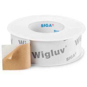 Rolle Siga Wigluv 60 Klebeband, weiß, für winddichte Verklebung im Dämmstoffbereich.
