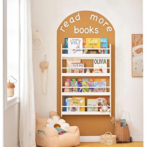 SoBuy Bücherregal mit 4 Ablagen Kinderregal Hängeregal für Kinderzimmer 80x118x12cm Weiß KMB08-II-W