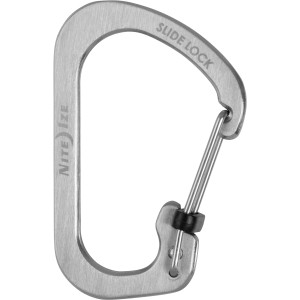 Nite Ize Karabiner Slide Lock Größe 3, silberner Haken mit Drahtbügel und Slidelock Sicherung.