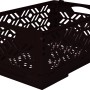 Schwarze Klappbox Mini (3,1 l) für Aufbewahrung, leer und offen.