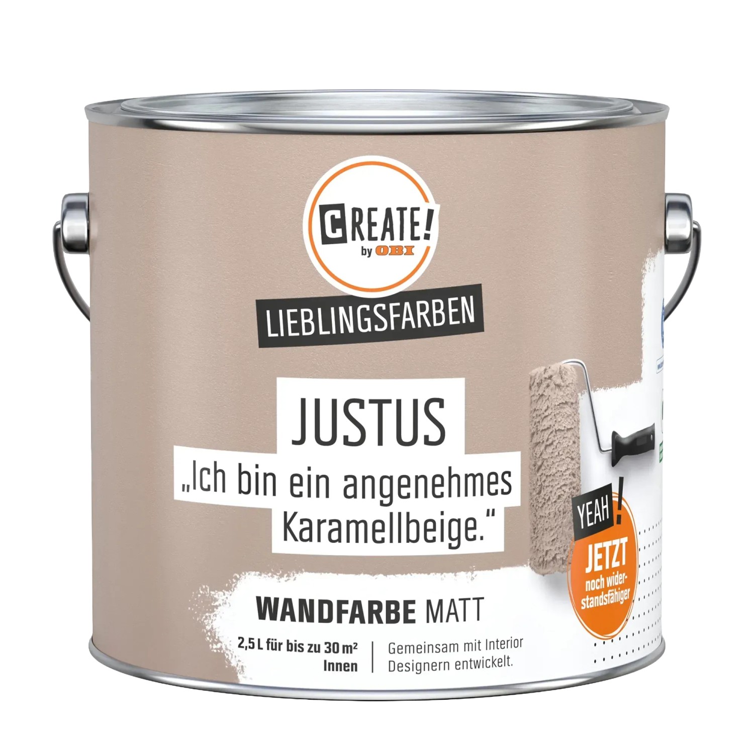 CREATE! by OBI Wandfarbe Lieblingsfarbe Justus Karamellbeige Matt 2,5 l