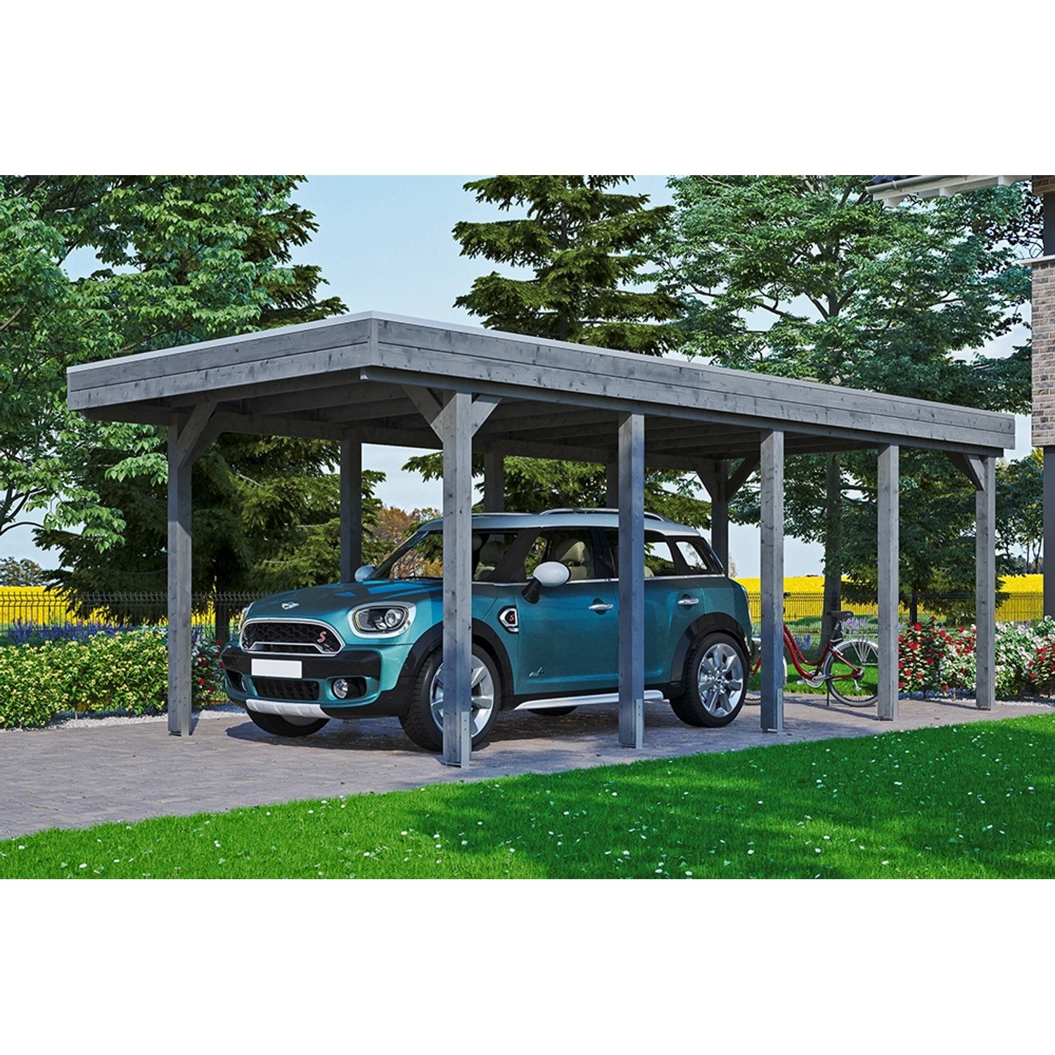 Carport Friesland Schiefergrau 314 x 708 cm mit Aluminiumdach günstig online kaufen