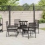 Schwarze 5-tlg. Garten Essgruppe aus Poly Rattan mit Tisch und 4 Stühlen.