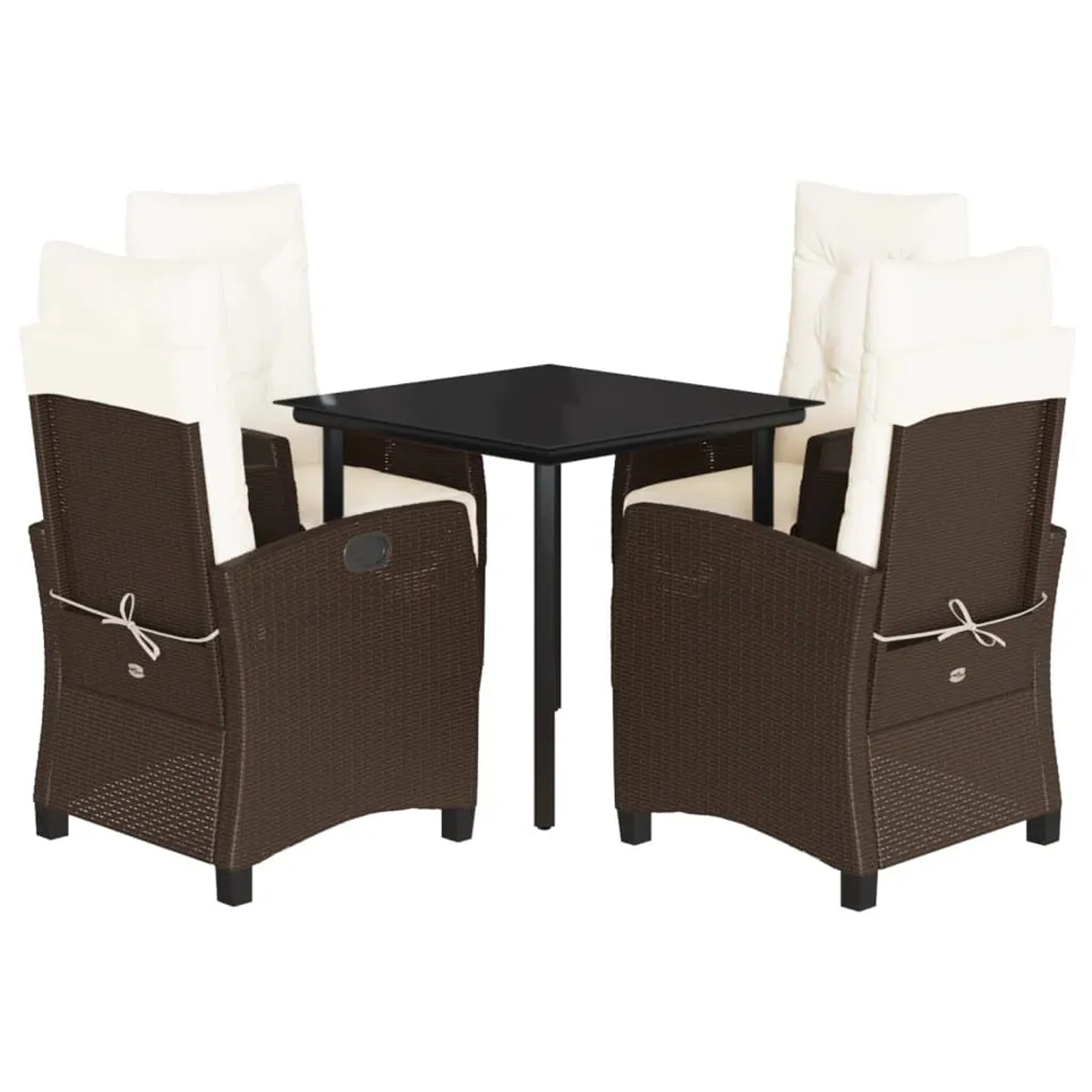 vidaXL 5-Tlg Garten-Essgruppe mit Kissen Braun Poly Rattan 3212982