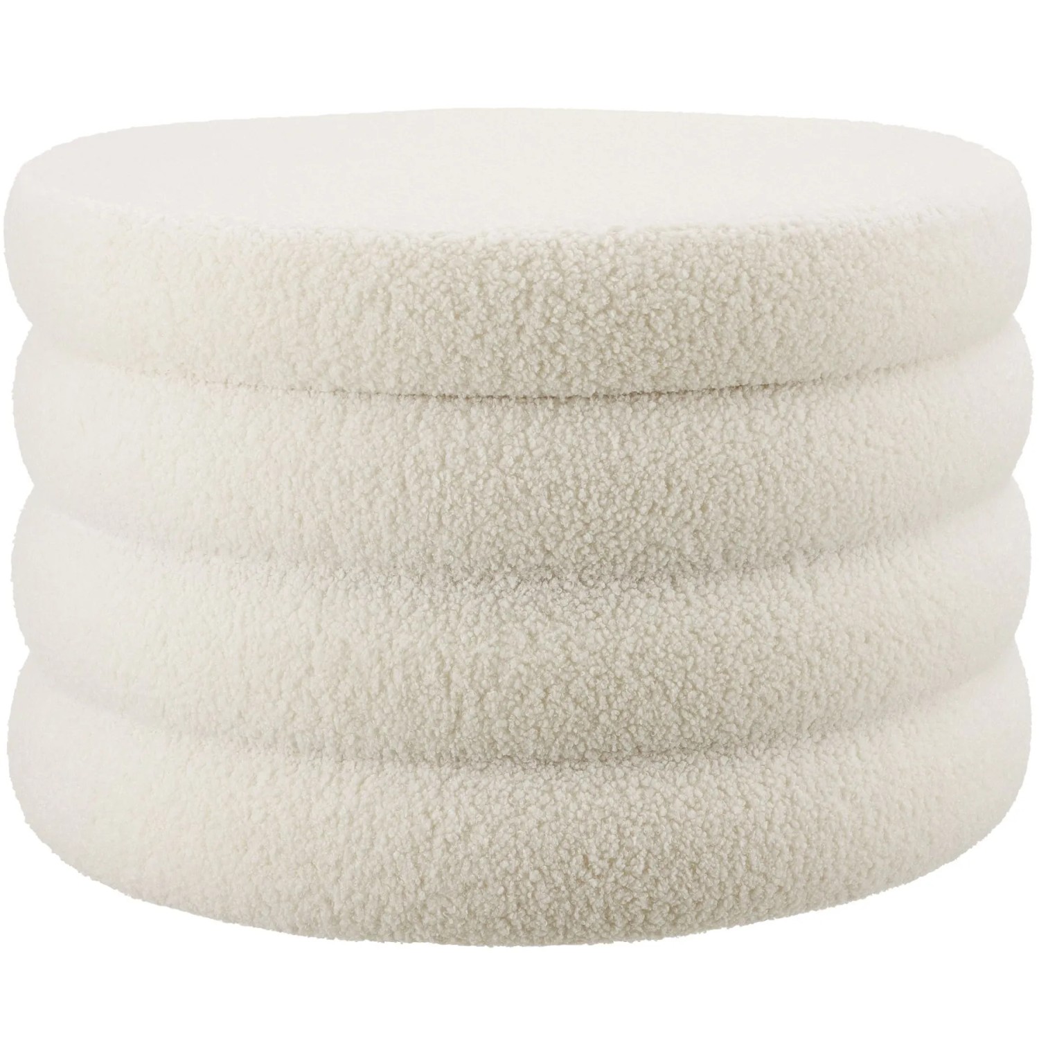 Tectake Sitzhocker Mit Stauraum Altu xl Rund 67 x 42 cm  67 x 67 x 42 cm Bouclé Creme Weiß