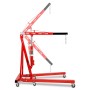 Roter EBERTH Motorkran mit 2000kg Tragkraft, verstellbarer Ausleger und Rollen für Werkstatt.
