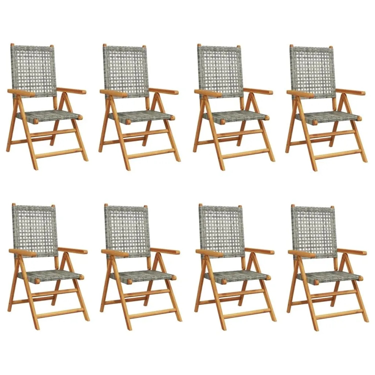 vidaXL Gartenstuhl Verstellbar 8 Stk Grau Poly Rattan Massivholz 3214525 günstig online kaufen