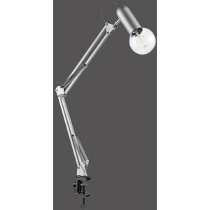 Silberne Klemmleuchte Turn me von Just Light, flexible Design-Tischlampe mit E27 Fassung.