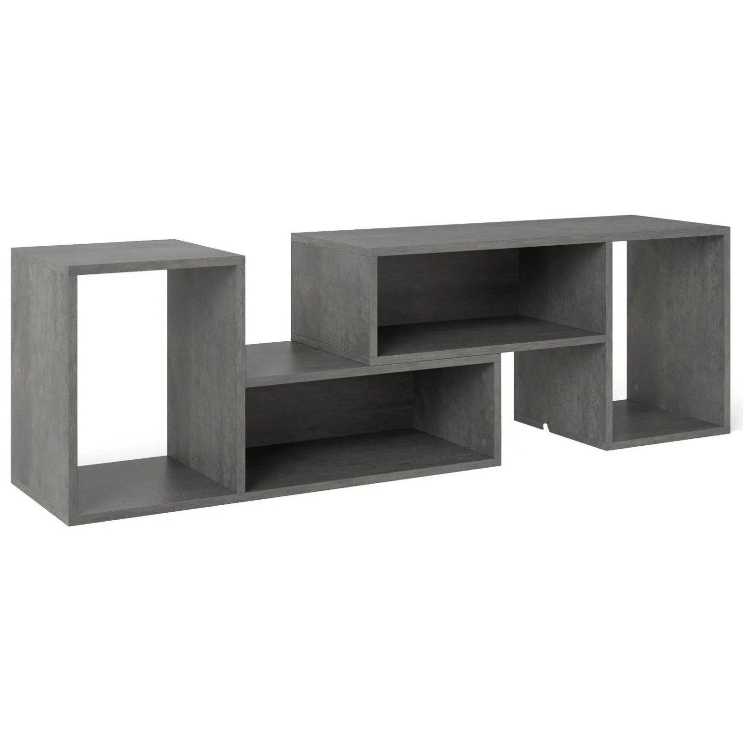 Costway TV-Schrank 2-Teilig für 60 Zoll mit Offenen Regalen Grau günstig online kaufen