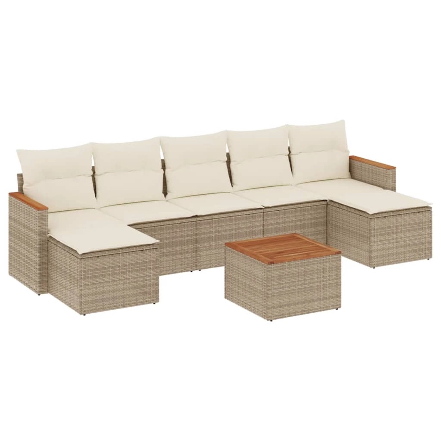 vidaXL 8-Tlg Garten-Sofagarnitur mit Kissen Beige Poly Rattan 3226240 günstig online kaufen