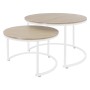 ML-Design Couchtisch 2er Set, Sonoma Eiche, runde Wohnzimmertische mit weißem Metallgestell.