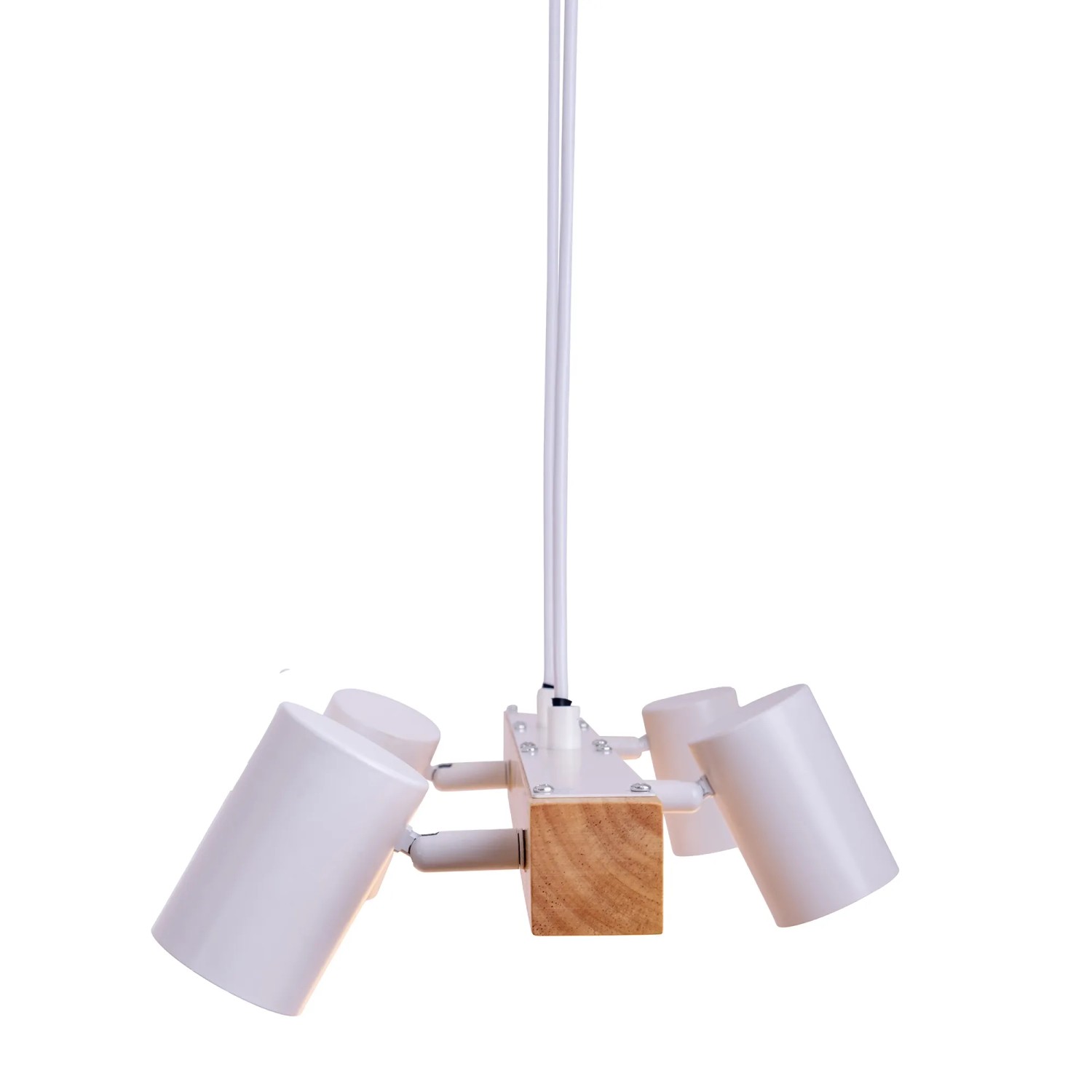 Weiße Näve Pendelleuchte Frida, 4-flammig, aus Metall und Holz, ideal für Esstische.