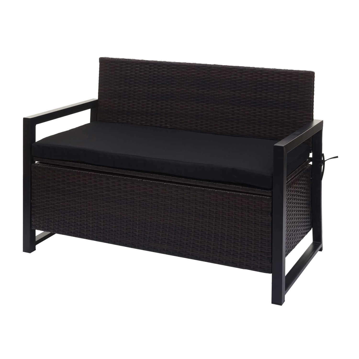 MCW Poly-Rattan 2er Sitzbank F39 Braun Kissen Schwarz