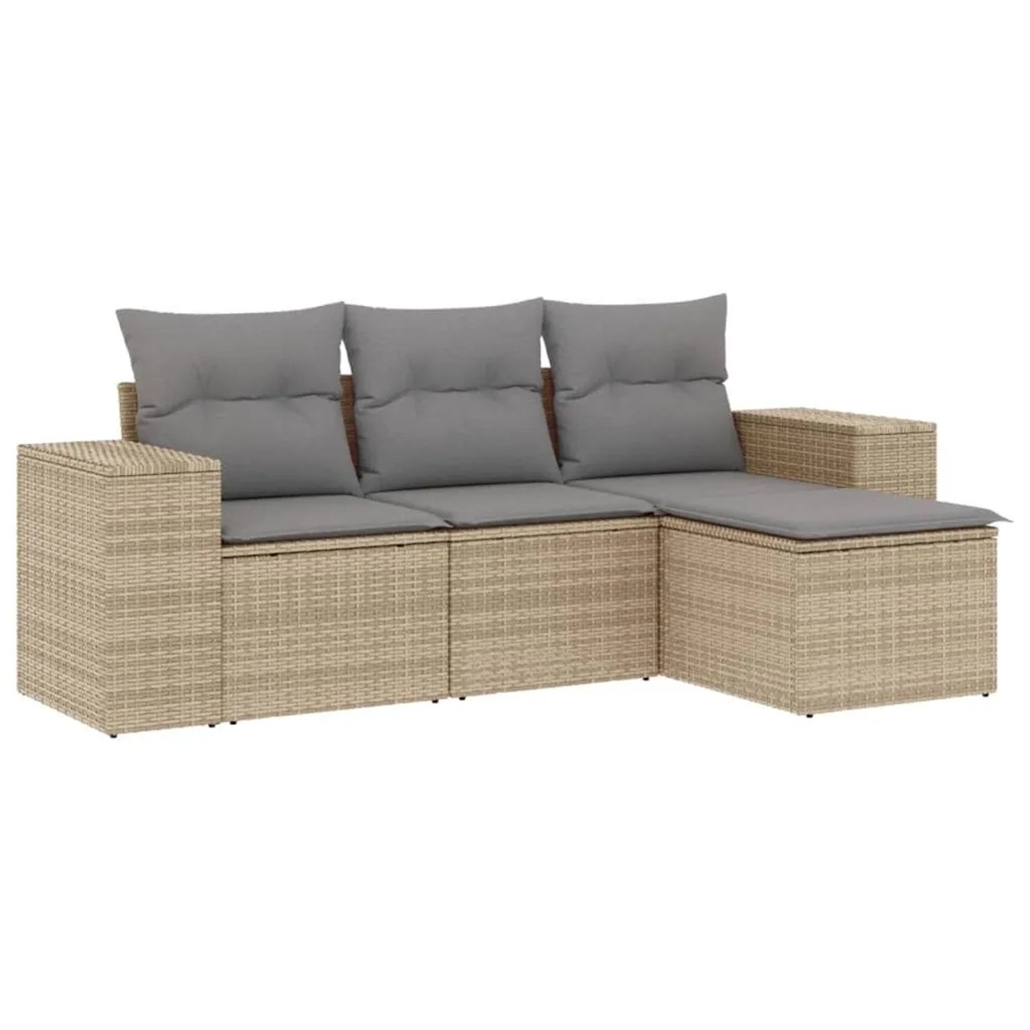 vidaXL 4-Tlg Garten-Sofagarnitur mit Kissen Beige Poly Rattan 3222468 günstig online kaufen