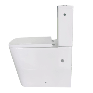 Sanicomfort Aliki Square Stand WC-Kombi, spülrandlos, eckiges Design, mit WC-Sitz und Absenkautomatik.