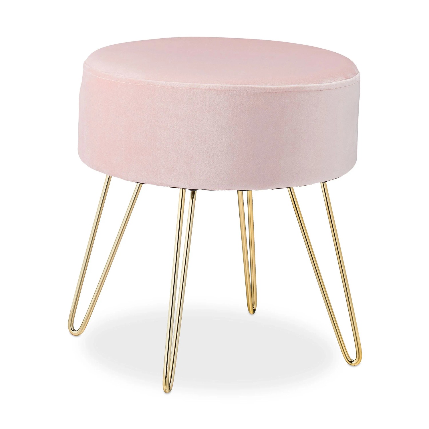 Relaxdays Hocker Samt Metall Rosa Gold Belastbar 40 cm x 40 cm 3,1 kg