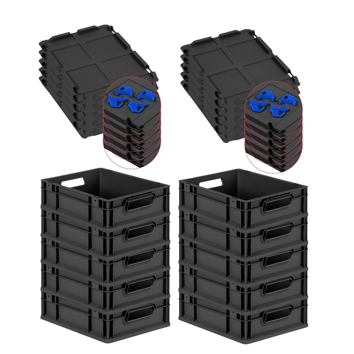 PROREGAL SuperSparSet 10x Eurobox Nextgen Grip Mit Scharnierdeckel Und Blau günstig online kaufen