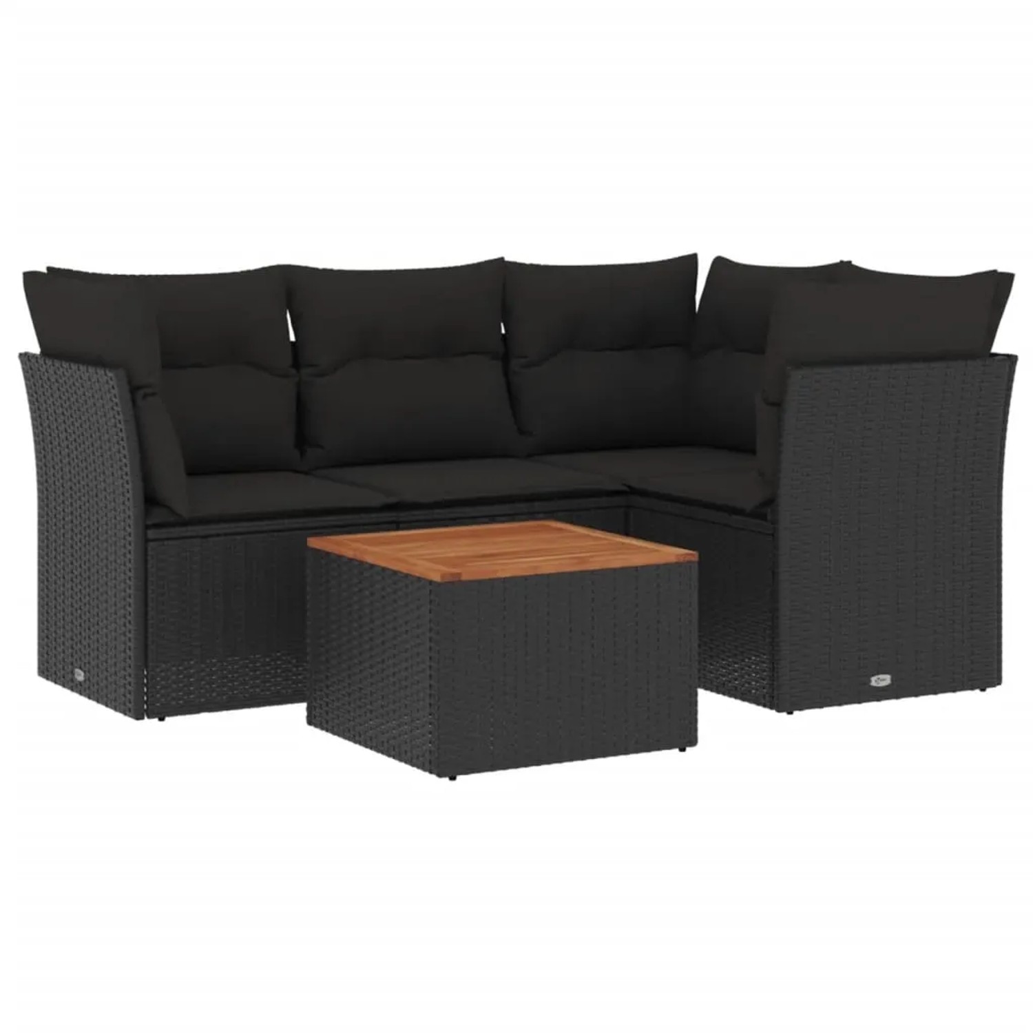 vidaXL 5-Tlg Garten-Sofagarnitur mit Kissen Schwarz Poly Rattan 3255950 günstig online kaufen
