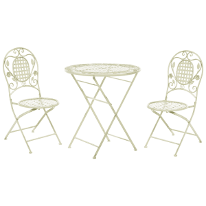 Hellgrünes Bistro Set BIVIO, klappbar, aus Metall für Garten oder Balkon.