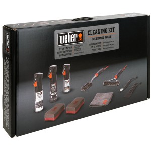 Weber Reinigungsset, 10-teilig für Emaille-Gasgrills, mit Bürsten, Reiniger, Schaber und Tuch.