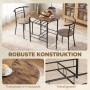 HOMCOM Essgruppe: ovaler Tisch in Holzoptik, rustikal-braun, mit schwarzem Metallgestell und zwei passenden Stühlen. Platzsparend.