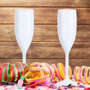 Relaxdays Sektgläser 12er Set Kunststoff Weiß Bruchsicher 21 cm x 6 cm 60 g