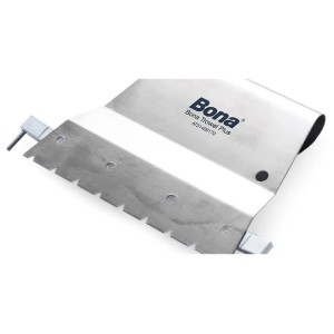 Bona Zahnspachtel Plus aus silbernem Metall mit gezackter Klinge für Quantum Kleber. Handwerkzeug für Bodenbeläge.