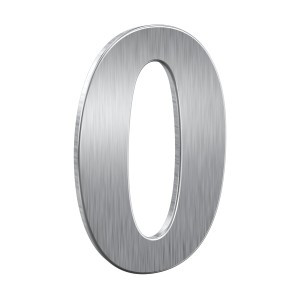 Edelstahl Hausnummer 0 von Basi, Türbeschlag für den Eingangsbereich.