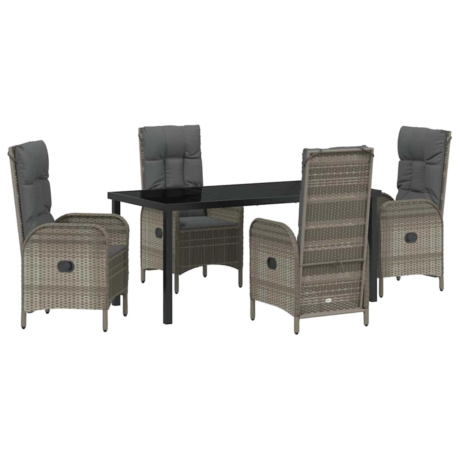 vidaXL Garten Essgruppe mit Kissen 5-Tlg Grau Poly Rattan 3380130 günstig online kaufen