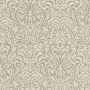 Beige-graue Vliestapete mit elegantem Barock-Muster für Wohn- und Schlafzimmer.