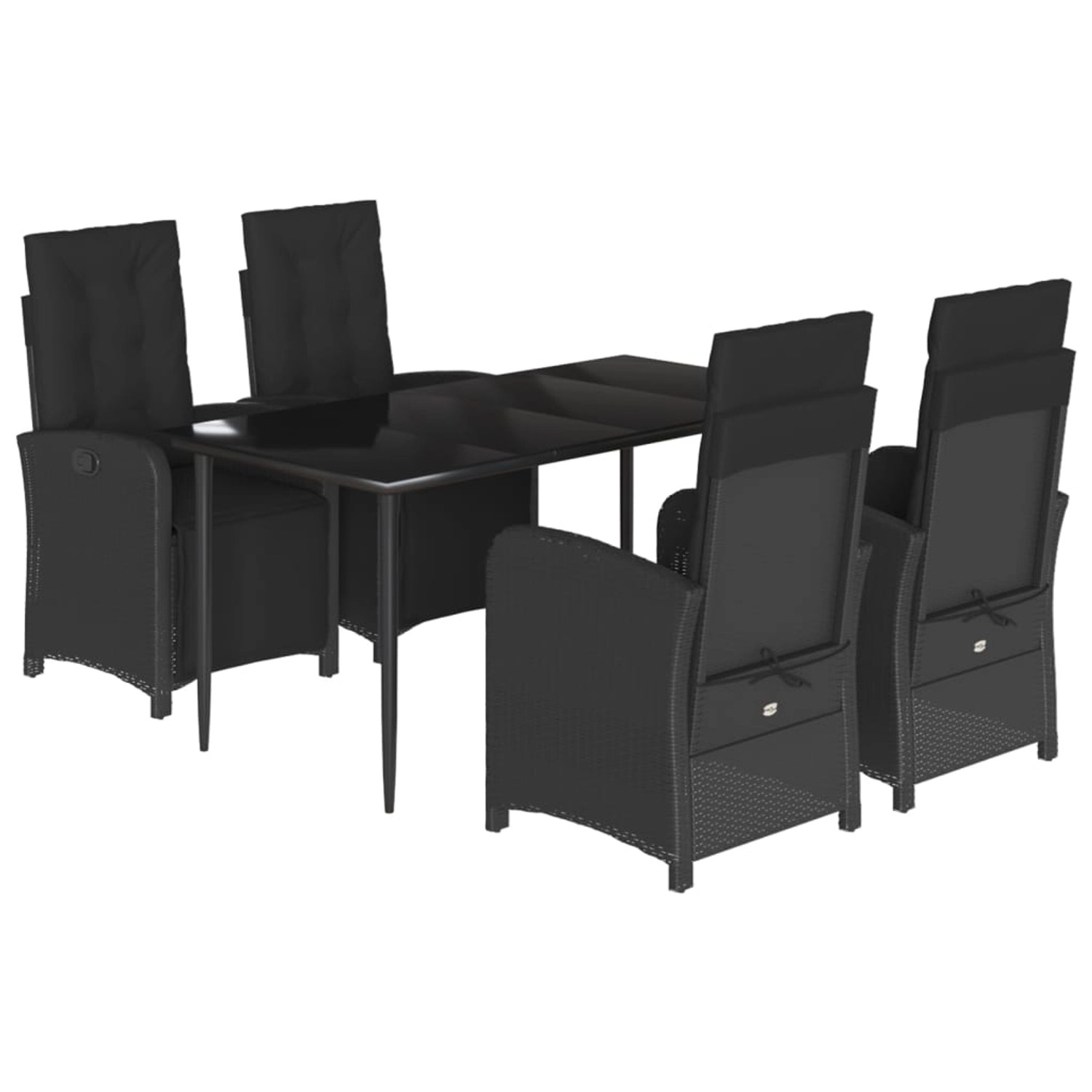 vidaXL 5-Tlg Garten-Essgruppe mit Kissen Schwarz Poly Rattan 3212531 günstig online kaufen
