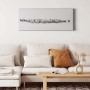 Leinwandbild mit Schafen in Winterlandschaft, Tierfotografie für Wohnzimmer. Wanddeko in Weiß.