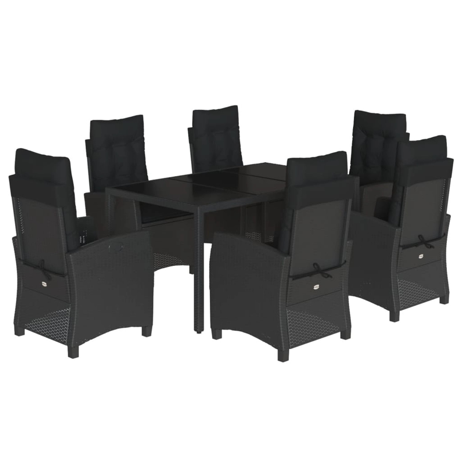 vidaXL 7-Tlg Garten-Essgruppe mit Kissen Schwarz Poly Rattan 3212640 günstig online kaufen