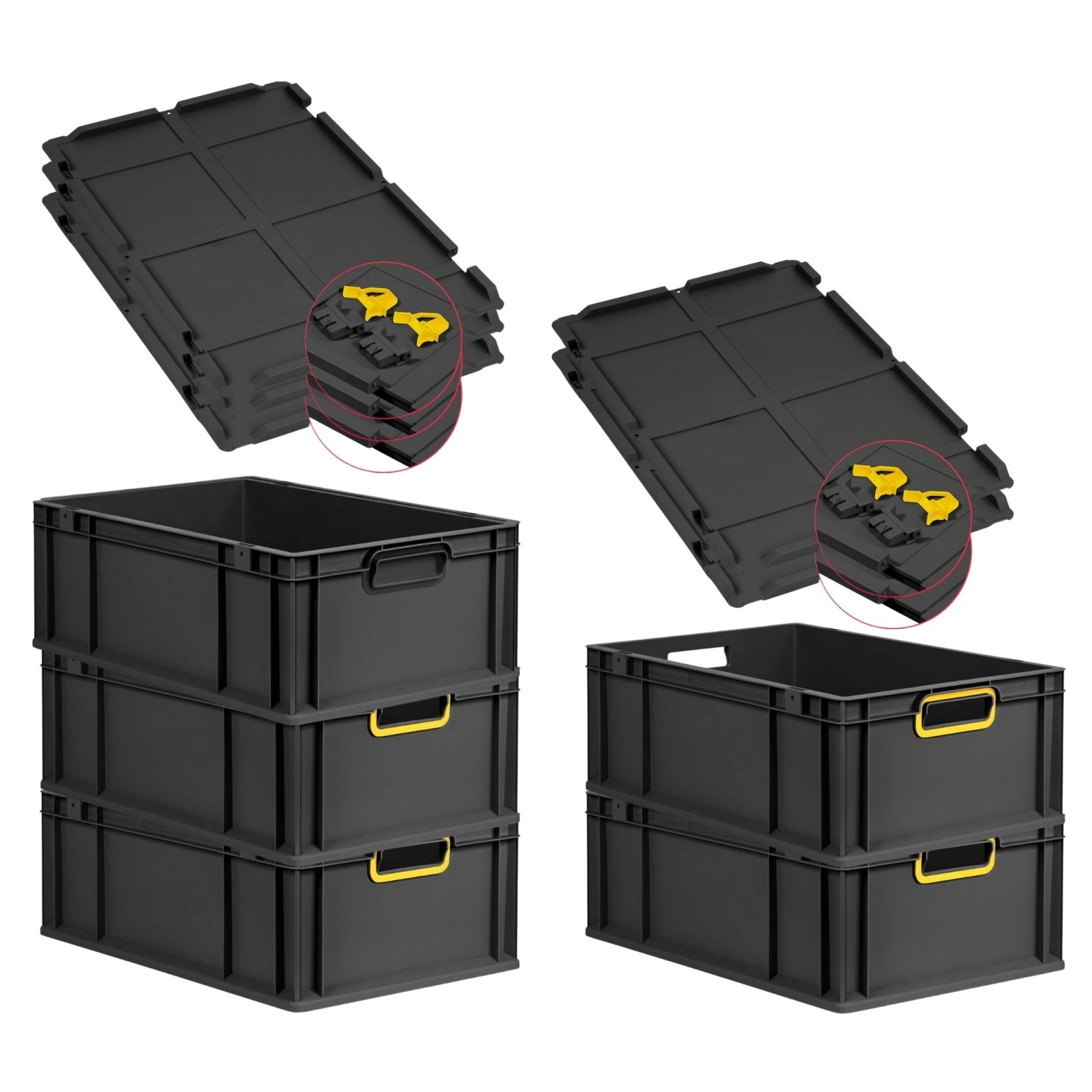 PROREGAL SuperSparSet 5x Eurobox Nextgen Color Mit Scharnierdeckel HxBxT 22 günstig online kaufen
