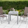 3-teiliges Gartenmöbel-Set Amalfi in Taupe-Grau mit Klappsesseln und Ausziehtisch.