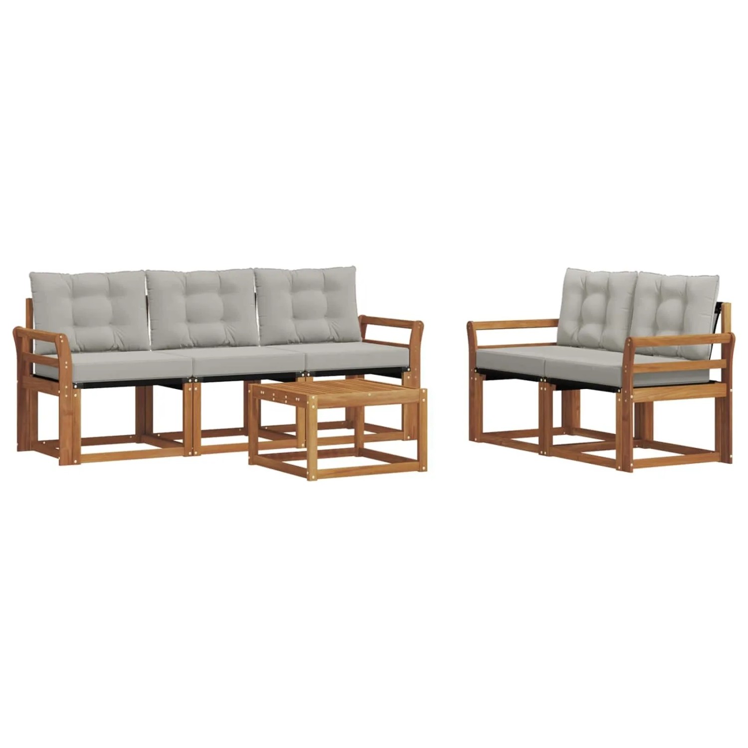 vidaXL Outdoor-Sofagarnitur mit Kissen 6-Tlg Natur und Hellgrau 3368402