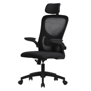 Ergonomischer ML-Design Bürostuhl mit Netzrücken, schwarz. Schreibtischstuhl mit Rollen.