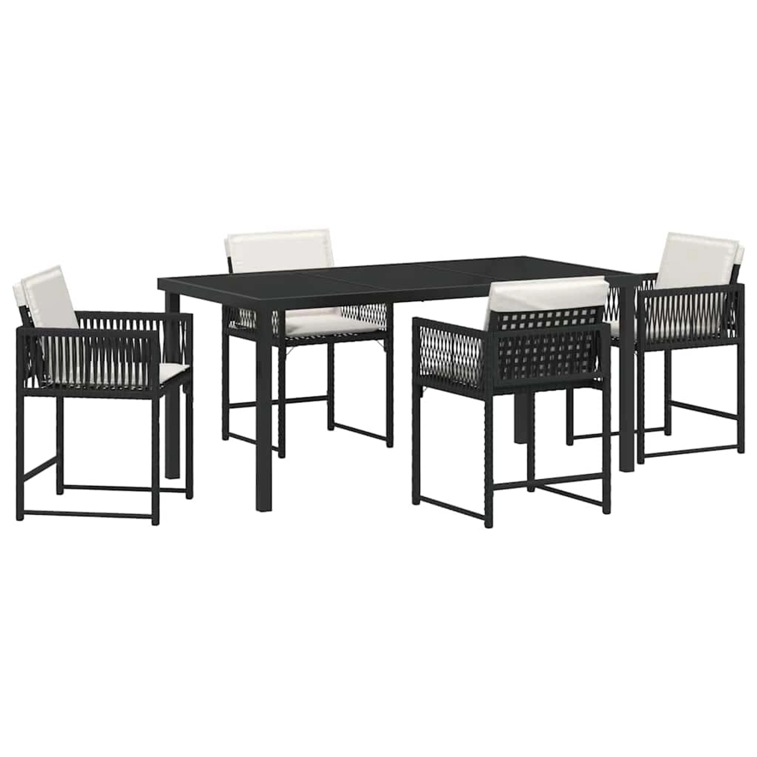 vidaXL Garten Essgruppe 5-Tlg Schwarz Poly-Rattan 3380743 günstig online kaufen