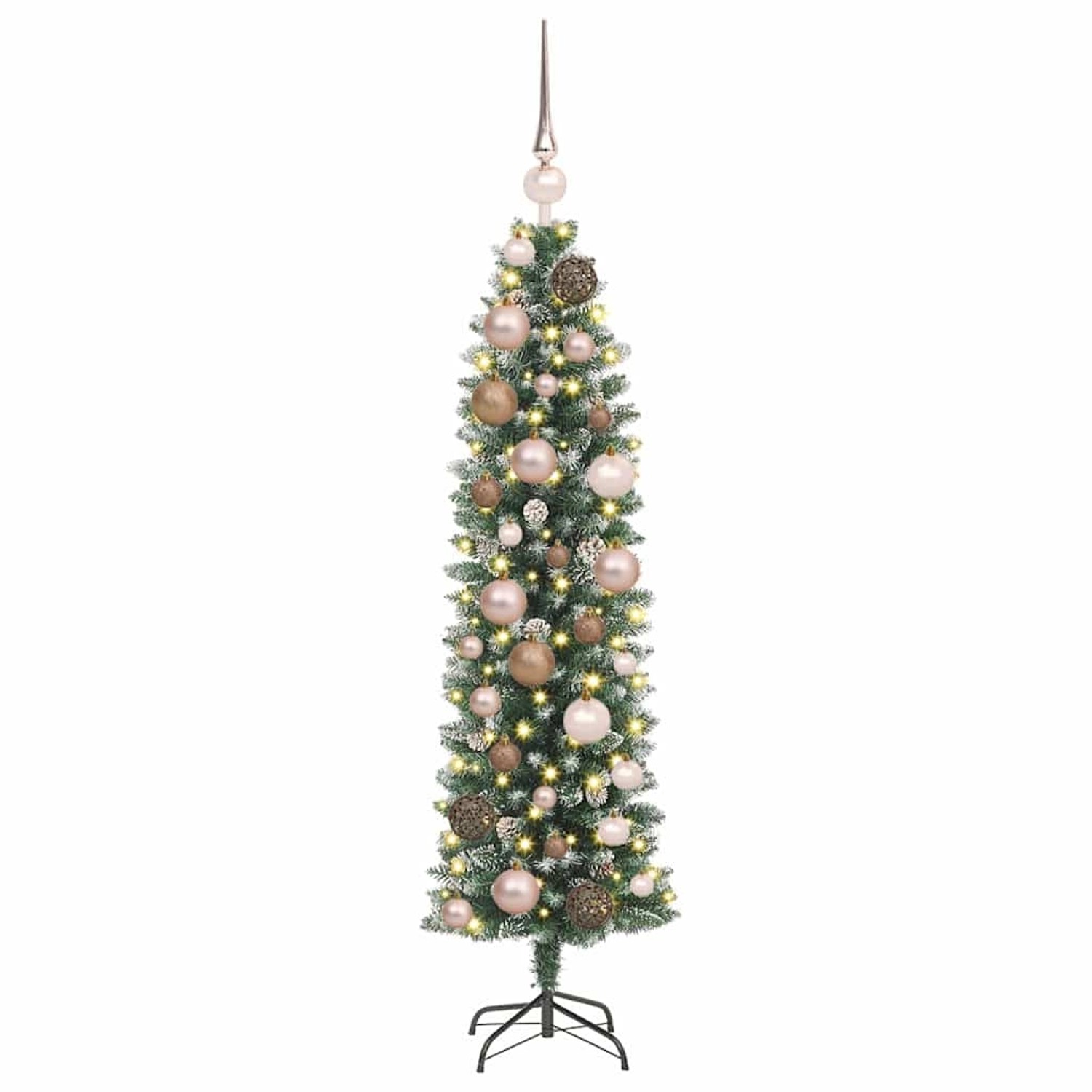 vidaXL Künstlicher Schlanker Weihnachtsbaum mit 150 LEDs Grün 120 cm 3395267