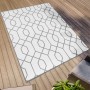 Primaflor In- & Outdoorteppich Reverso Geo River Grau, 160x220 cm, mit geometrischem Muster.